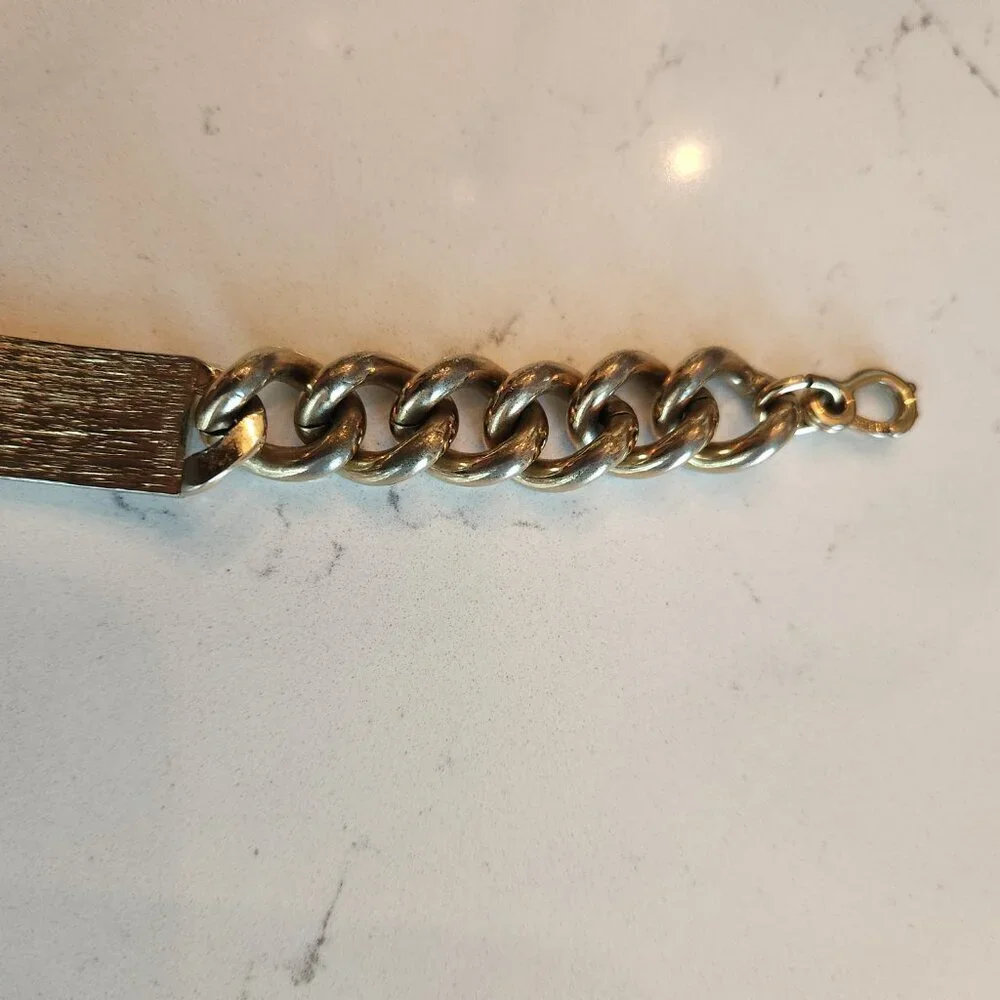 Vintage Speidel USA ID Bracelet Cuban Chain Gold Tone